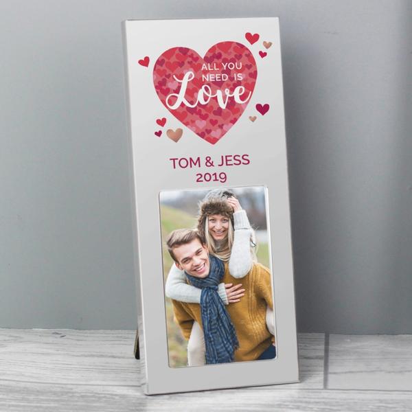 Personalised All You Need is Love Confetti Hearts Photo Frame 2x3 - Myhappymoments.co.uk