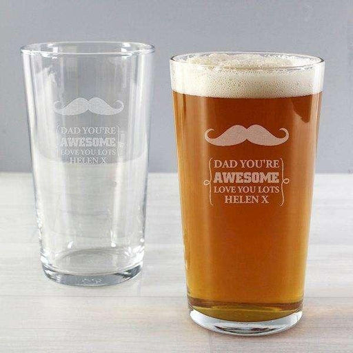 Personalised Moustache Pint Glass - Myhappymoments.co.uk