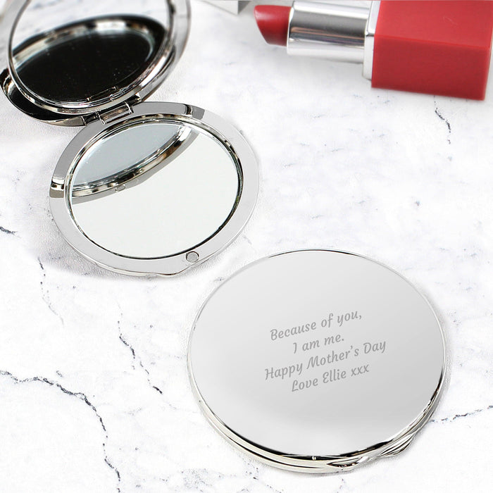 Personalised Silver Round Compact Mirror - Myhappymoments.co.uk
