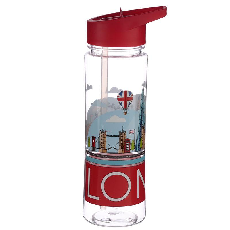 Reusable 550ml Plastic Water Bottle with Flip Straw - London Panorama