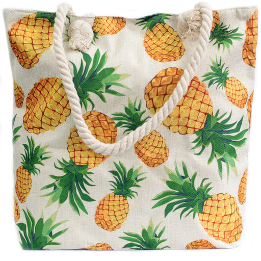 Pineapples Rope Handle Beach Tote Bag - Myhappymoments.co.uk