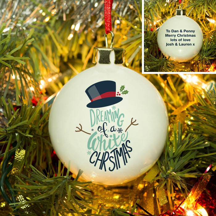 Personalised Dreaming Of A White Christmas Bauble