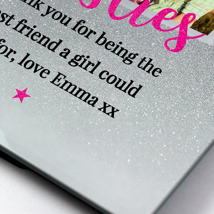Personalised Bestie Glitter Glass Photo Frame 4x4 - Myhappymoments.co.uk