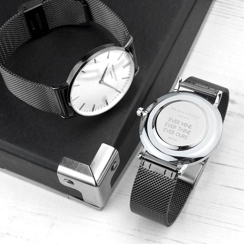 Personalised Mr Beaumont Men's Metallic Charcoal Grey Watch