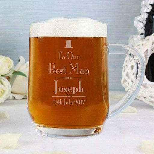 Personalised Best Man Tankard Glass - Myhappymoments.co.uk