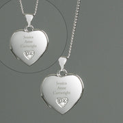 Personalised Children's Sterling Silver Cubic Zirconia Heart Locket Necklace