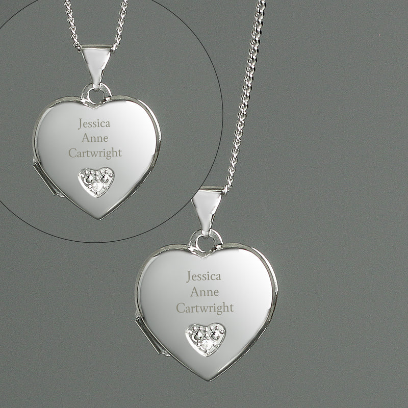 Personalised Children's Sterling Silver Cubic Zirconia Heart Locket Necklace