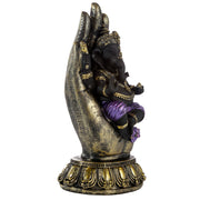 Purple, Gold and Black Ganesh Sitting in Buddha Hand Statue