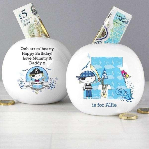 Personalised Pirate Letter Money Box - Myhappymoments.co.uk