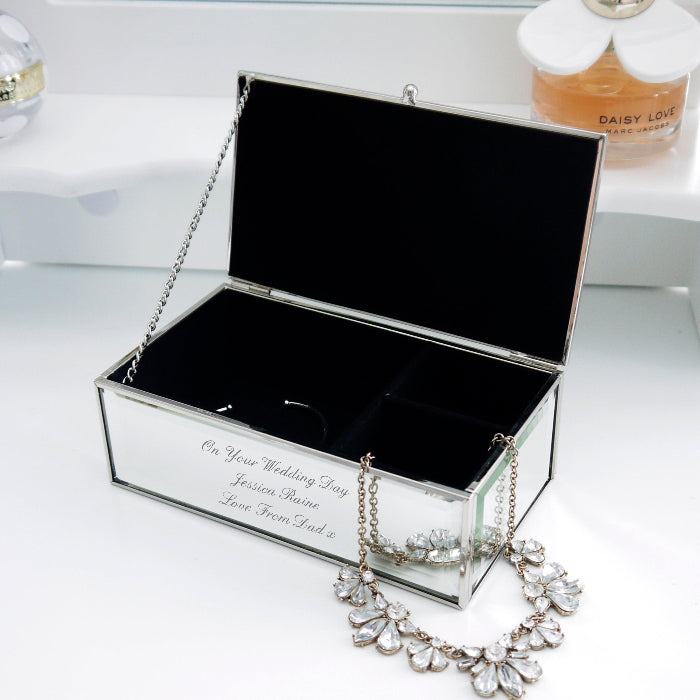Engraved Mirrored Lined Jewellery Box