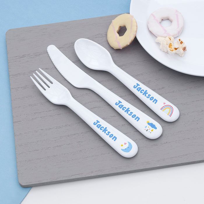 Personalised Children's Pastel Sky Cutlery Set