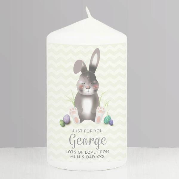 Personalised Easter Bunny Pillar Candle - Myhappymoments.co.uk