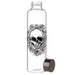 Skulls & Roses Reusable Glass Water Bottle with Protective Neoprene Sleeve with Strap