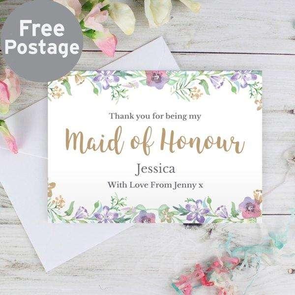 Personalised Thank You For Being My Maid Of Honour Card - Myhappymoments.co.uk