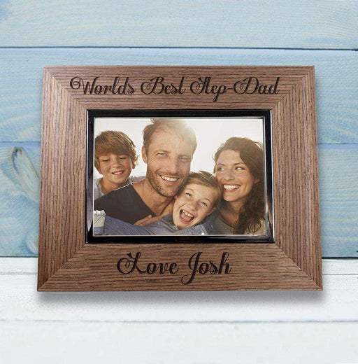 World's Best Step Dad Wooden Photo Frame - Myhappymoments.co.uk
