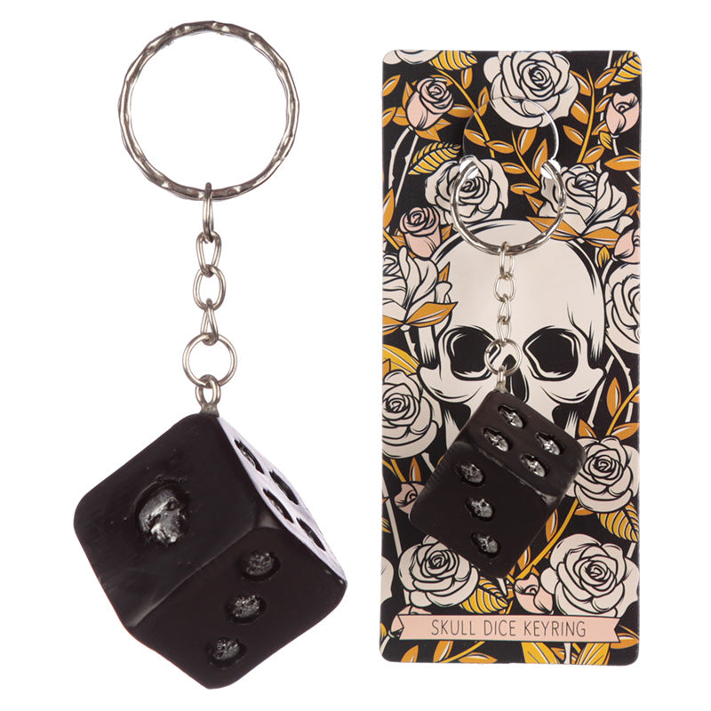 Skulls & Roses Dice Keyring - Myhappymoments.co.uk
