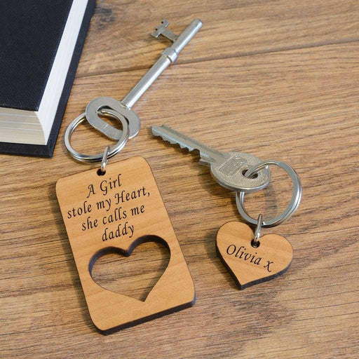 Personalised A Girl Stole My Heart She Calls Me Daddy Keyring - Myhappymoments.co.uk