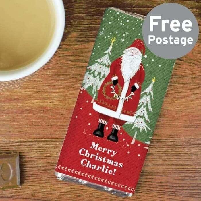 Personalised Father Christmas Milk Chocolate Bar - Myhappymoments.co.uk