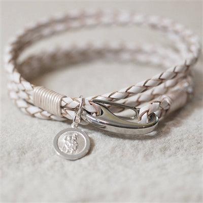 Personalised White St Christopher Wristband