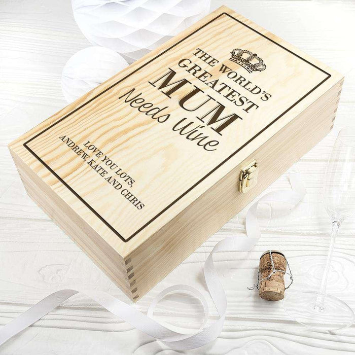 Personalised World's Greatest Mum Wine Box - Myhappymoments.co.uk
