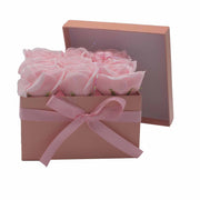 Soap Flower Gift Bouquet In Box - 9 Pink Roses - Square