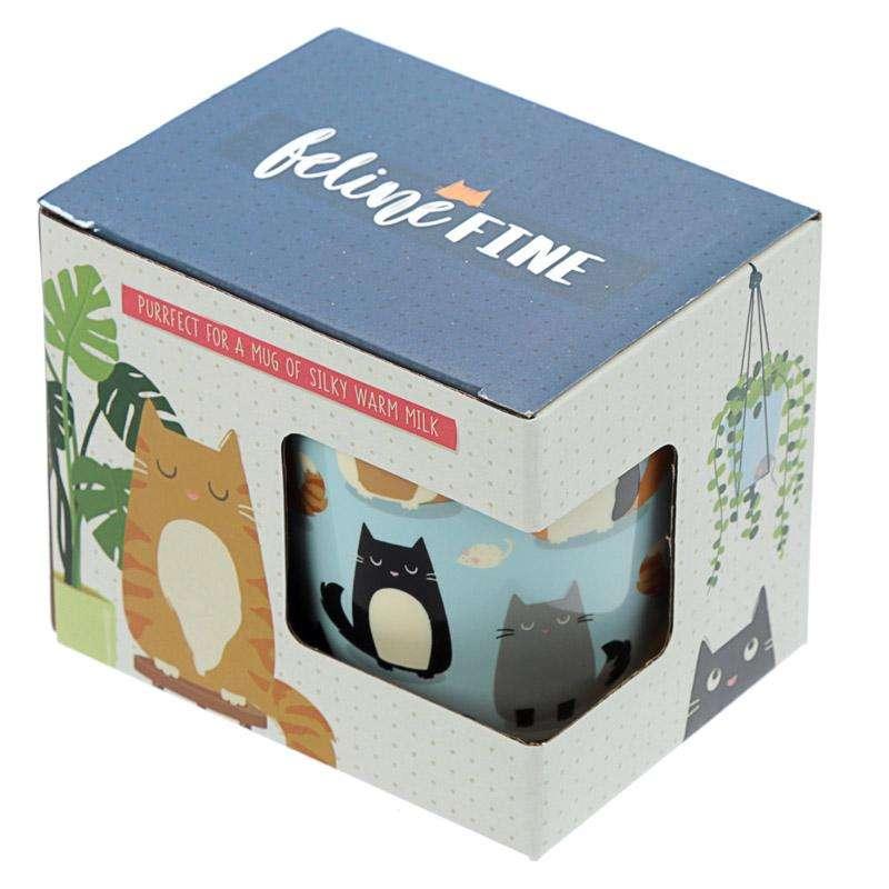 Feline Fine Cat Porcelain Mug - Myhappymoments.co.uk