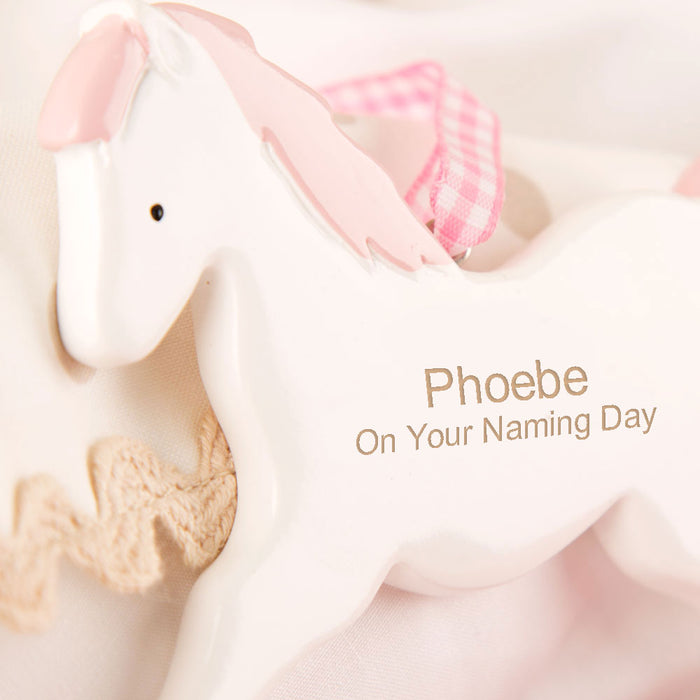 Personalised Naming Day Girls Rocking Horse Ornament Decoration - Myhappymoments.co.uk
