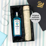 Bombay Sapphire Gin Bottle and Original Newspaper