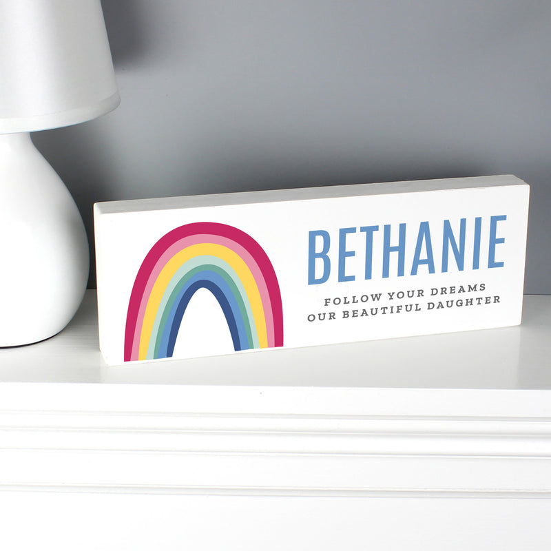 Personalised Rainbow Wooden Block Sign