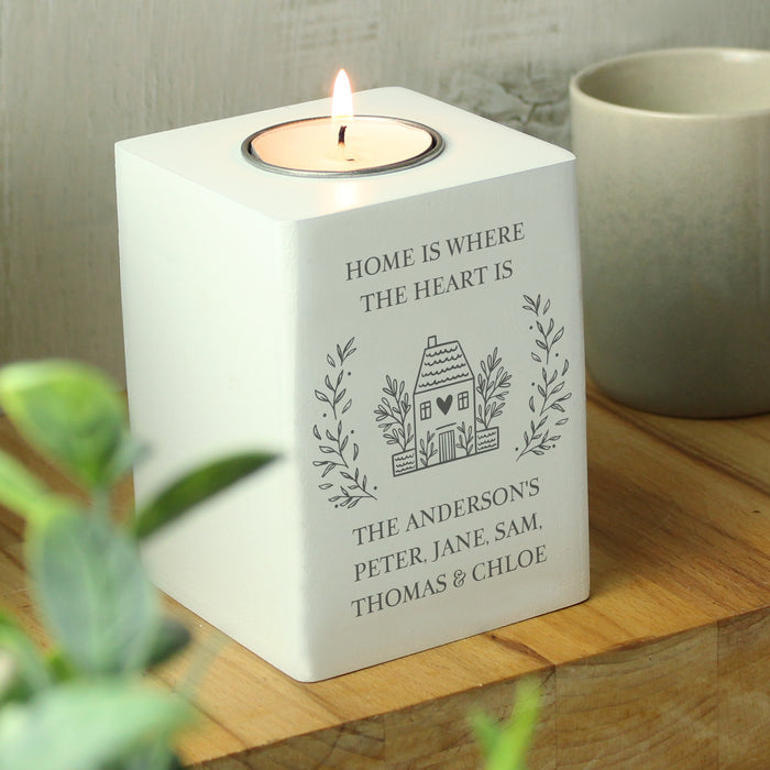 Personalised HOME Wooden Tealight Holder | New Home Gift
