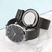 Engraved Men's Metallic Charcoal Grey Mr Beaumont Watch - Myhappymoments.co.uk