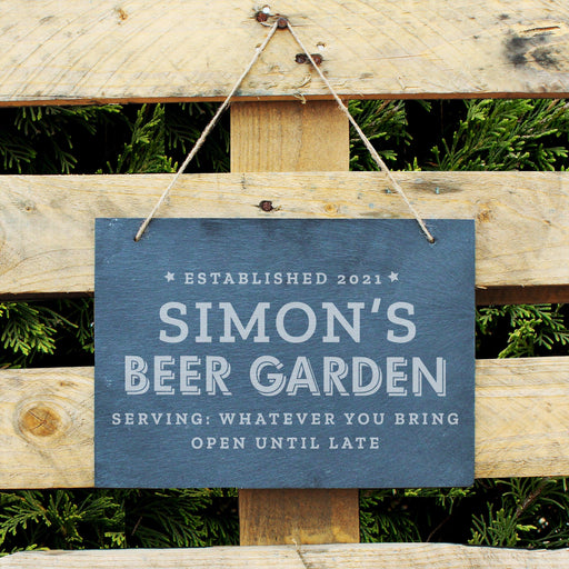 Personalised Beer Garden Hanging Large Slate Sign