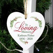 Personalised In Loving Memory Wooden Heart Decoration
