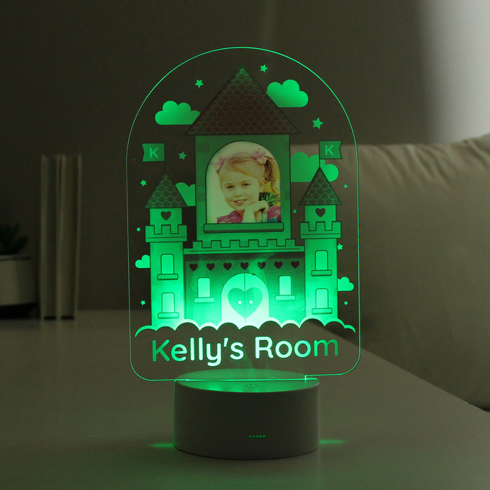Personalised Pink Castle Photo Upload LED Night Light