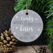 Personalised Candy Wishes & Mistletoe Kisses Christmas Decoration - Myhappymoments.co.uk
