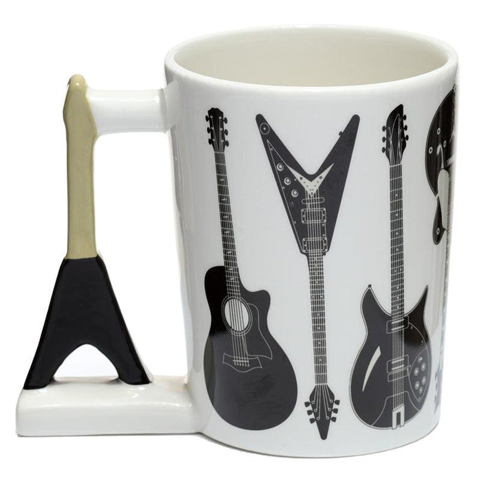 Novelty Shaped Handle Ceramic Rock Guitar Mug