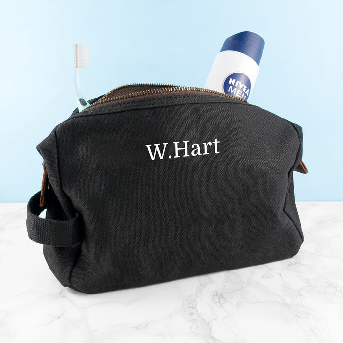 Personalised Men’s Waxed Wash Bag