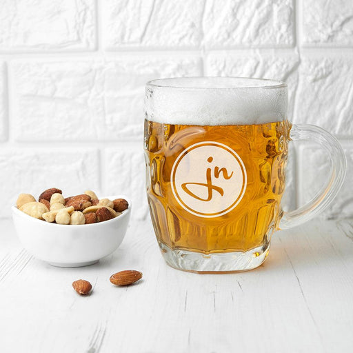 Personalised Round Monogrammed Dimpled Beer Glass