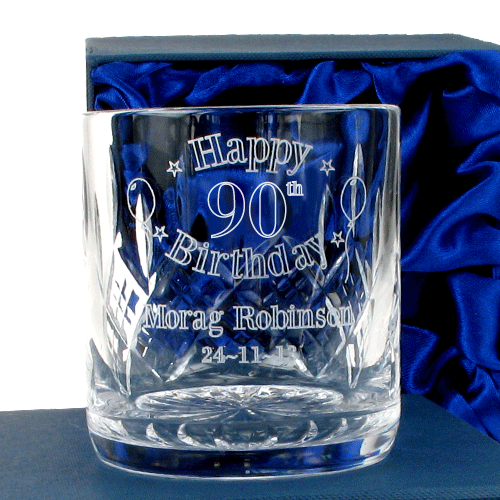 Personalised 90th Birthday Crystal Whisky Glass