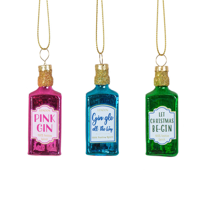 Gin Bottles Mini Bauble Set