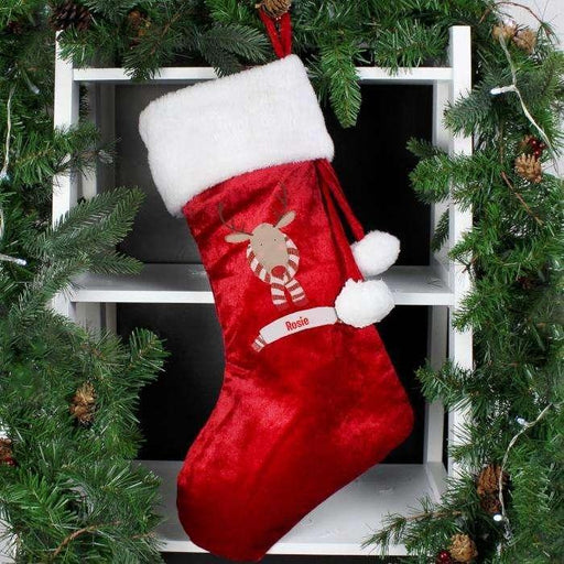 Personalised Retro Reindeer Luxury Christmas Stocking - Myhappymoments.co.uk
