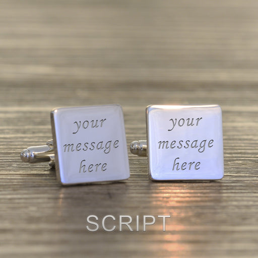 Engraved Any Message Square Cufflinks