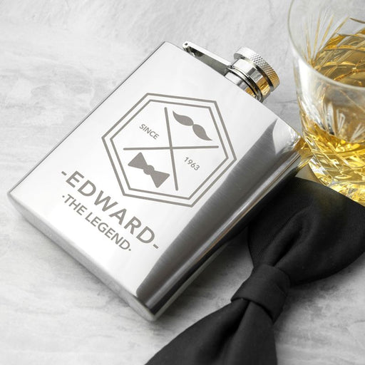 Personalised Legend Dad's Silver Hip Flask - Myhappymoments.co.uk