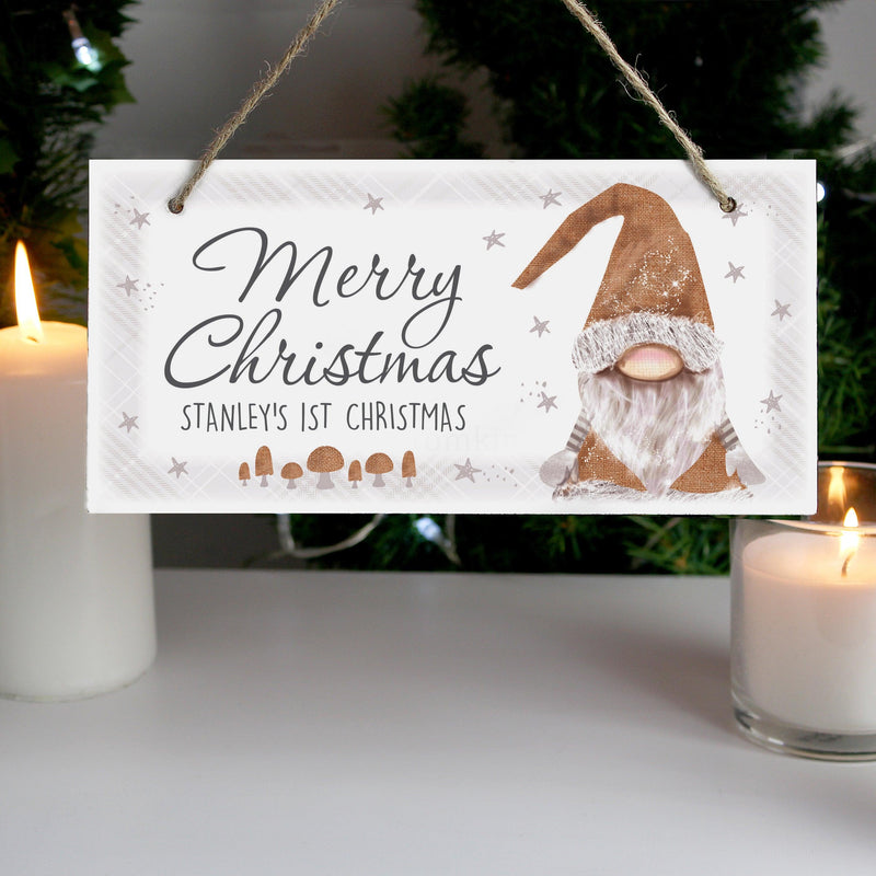Personalised Scandinavian Gnome Wooden Sign