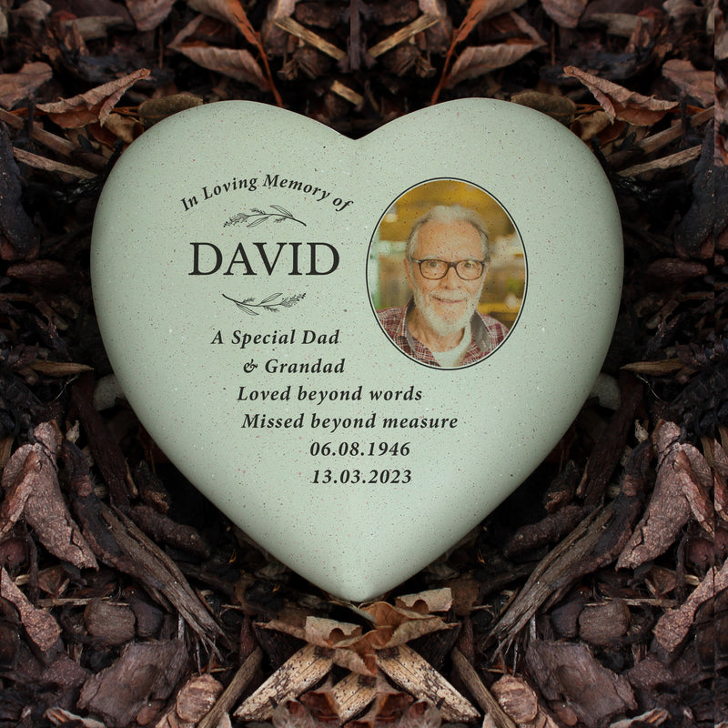 Personalised In Loving Memory Photo Upload Heart Memorial Grave Stone