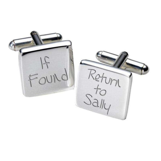 If Found Return To Engraved Cufflinks - Square - Myhappymoments.co.uk