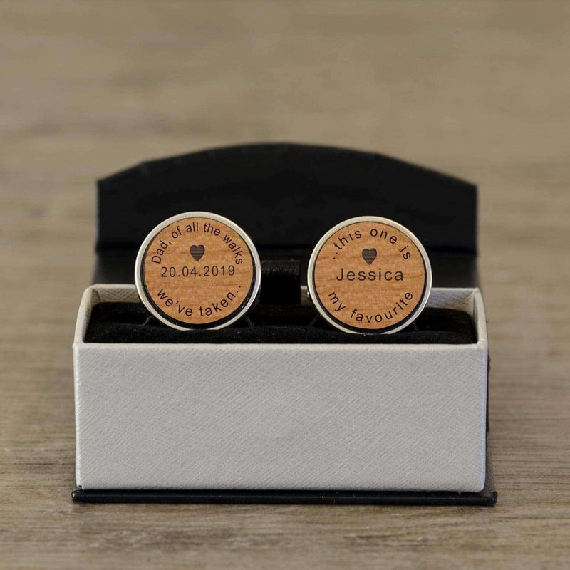 Personalised Dad Of All The Walks We’ve Taken Wooden Wedding Cufflinks - Myhappymoments.co.uk