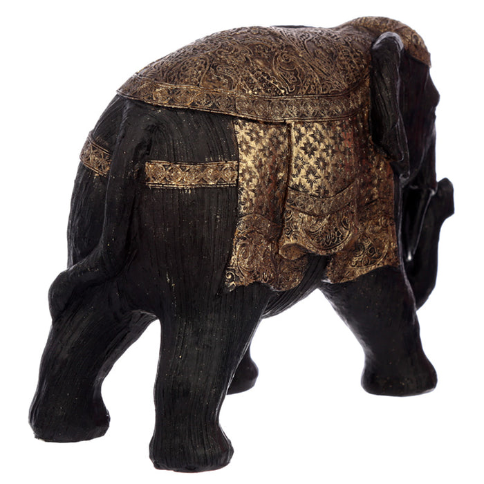 Thai Brushed Black Gold Elephant Feng Shui Symbol Figurine