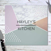 Personalised Geometric Glass Chopping Board & Worktop Saver