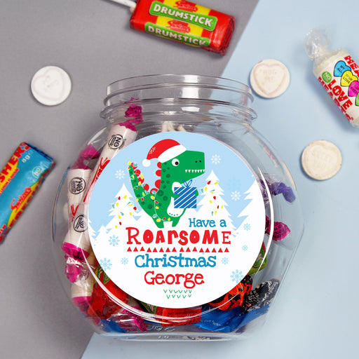 Personalised 'Have a Roarsome Christmas' Sweet Jar